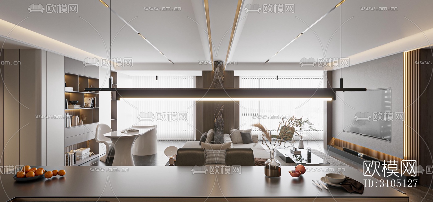 现代平层效果图下载（渲染图9）