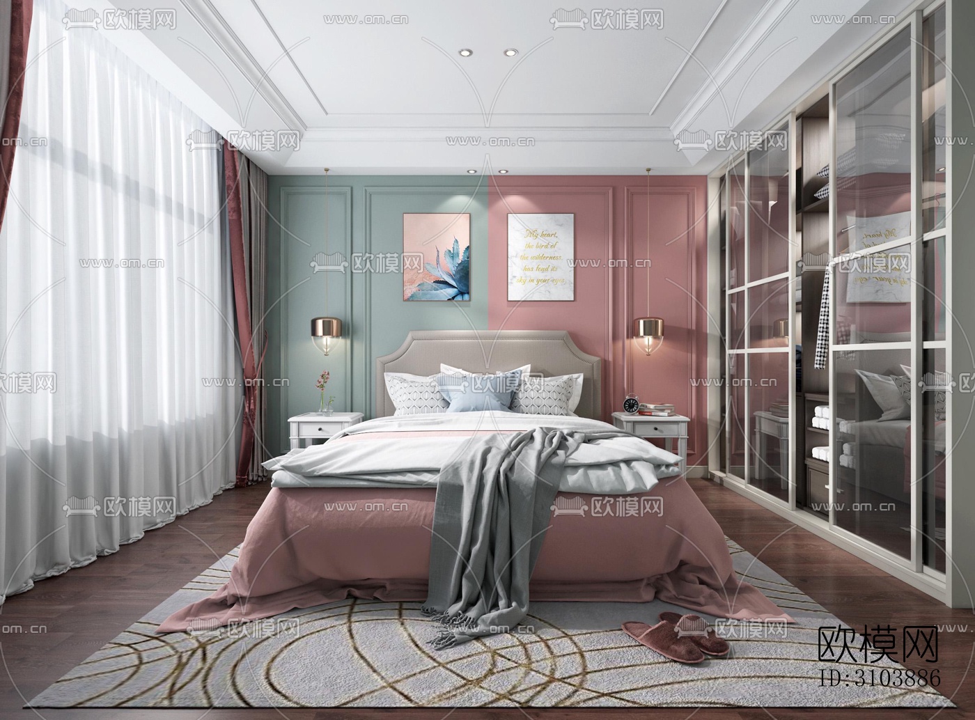 北欧儿童房效果图下载（渲染图1）