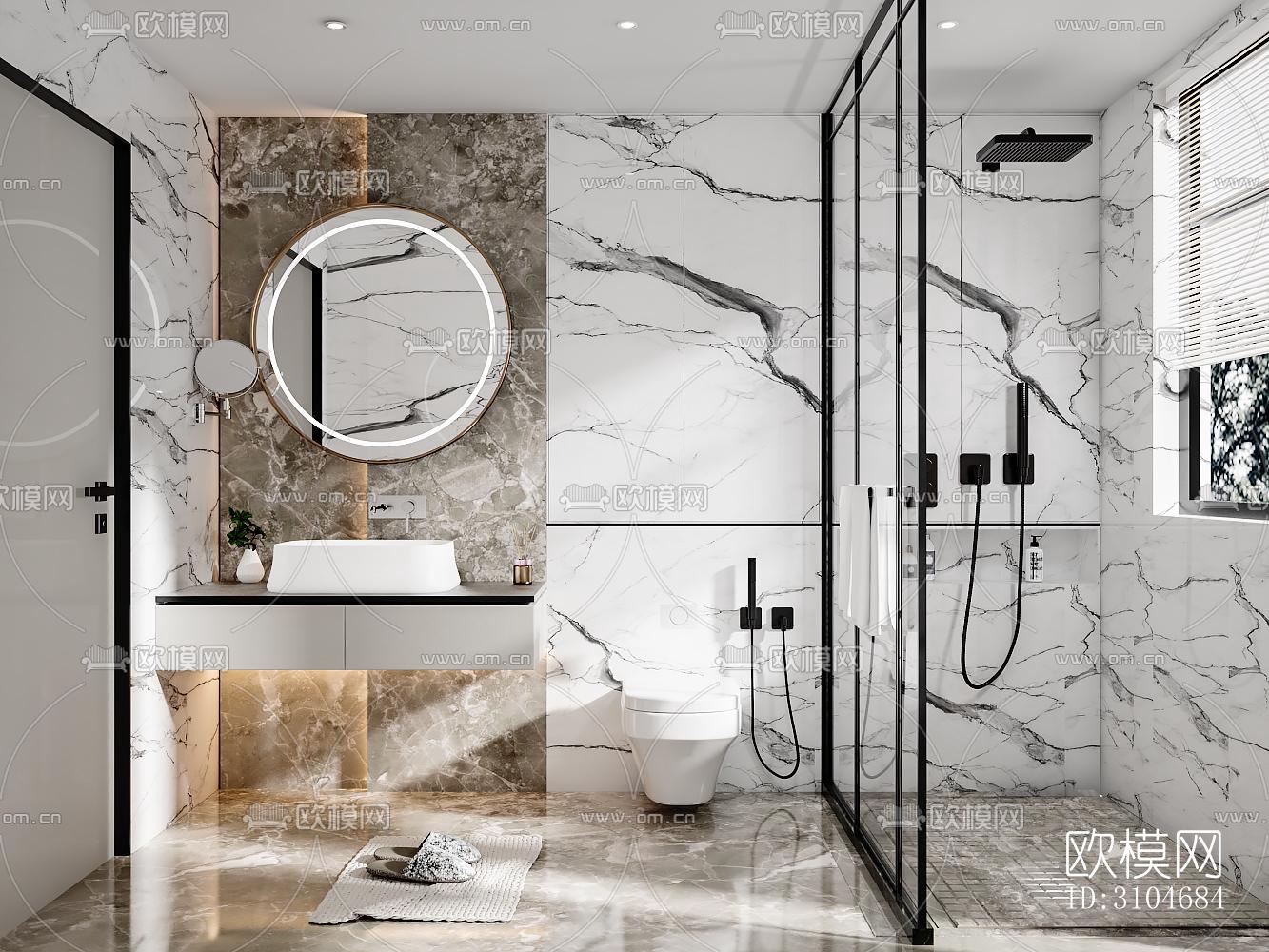 现代卫生间效果图下载（渲染图1）