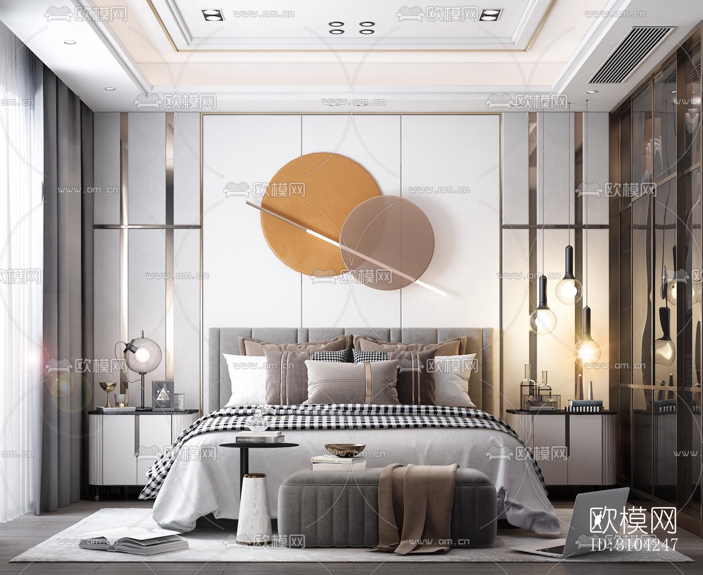 现代卧室效果图下载（渲染图5）