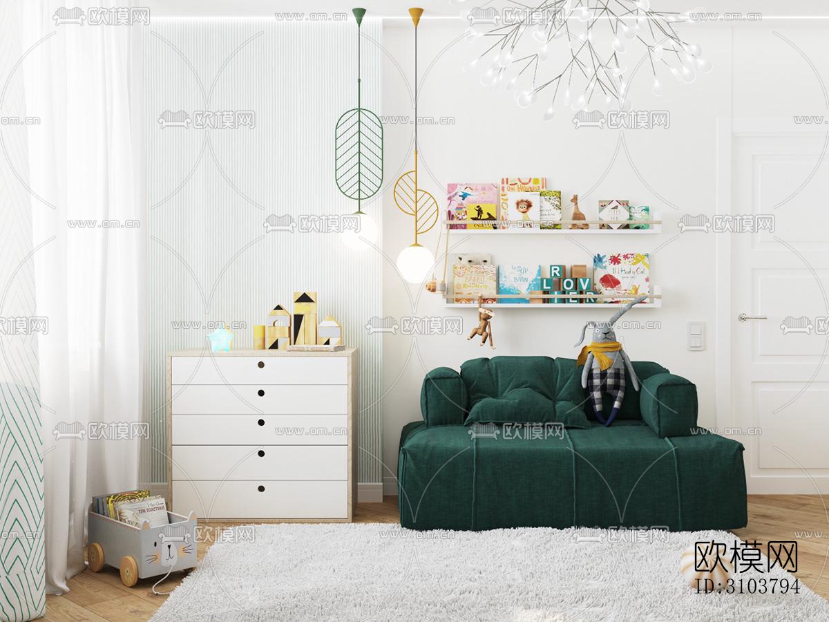 北欧儿童房效果图下载（渲染图4）