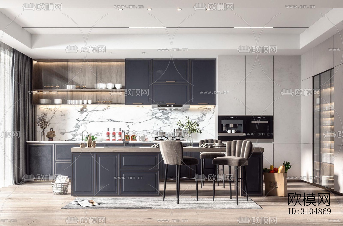 北欧厨房效果图下载（渲染图2）