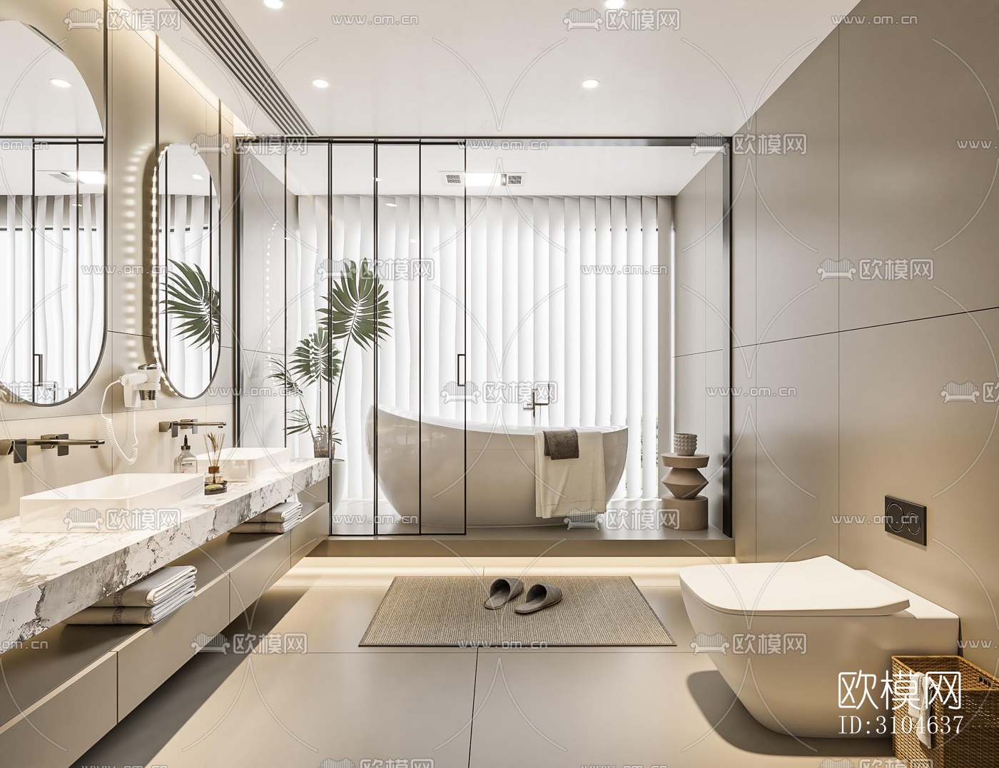 现代卫生间效果图下载（渲染图4）