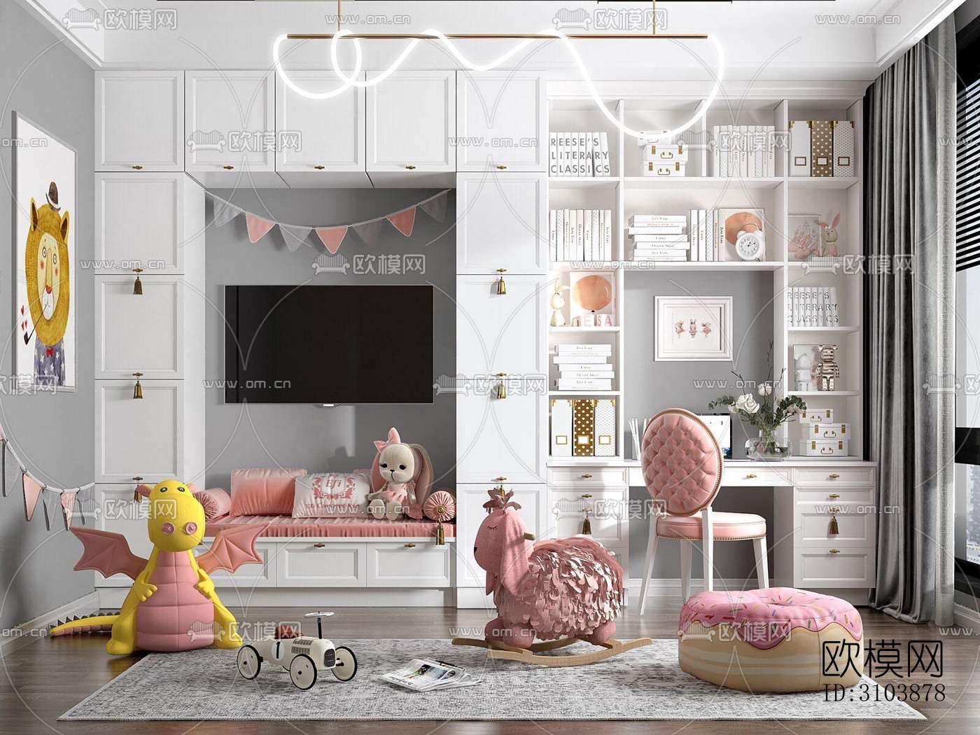 北欧儿童房效果图下载（渲染图2）