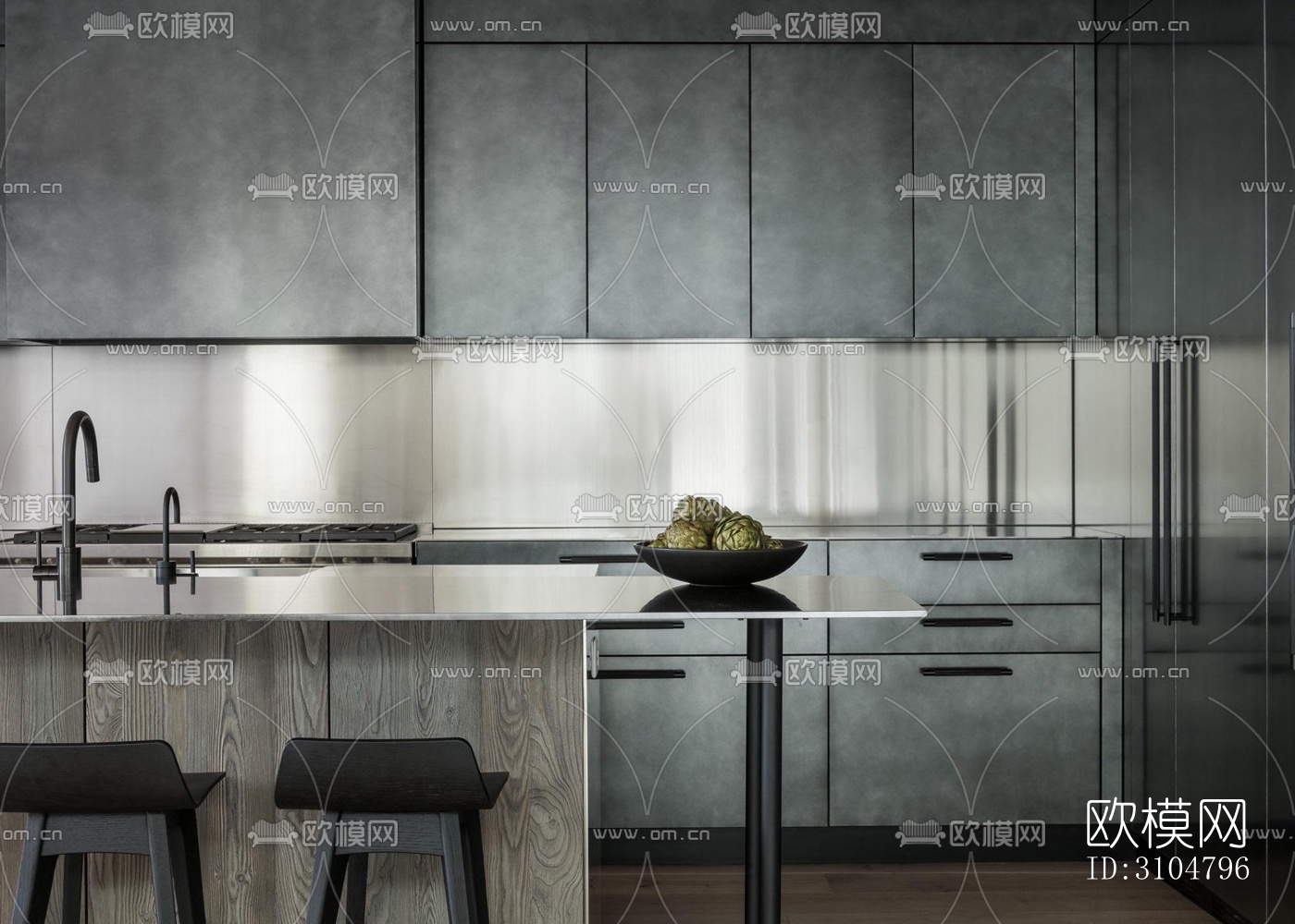 北欧厨房效果图下载（渲染图2）