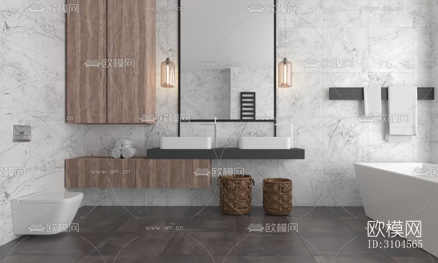 日式卫生间效果图下载（渲染图2）