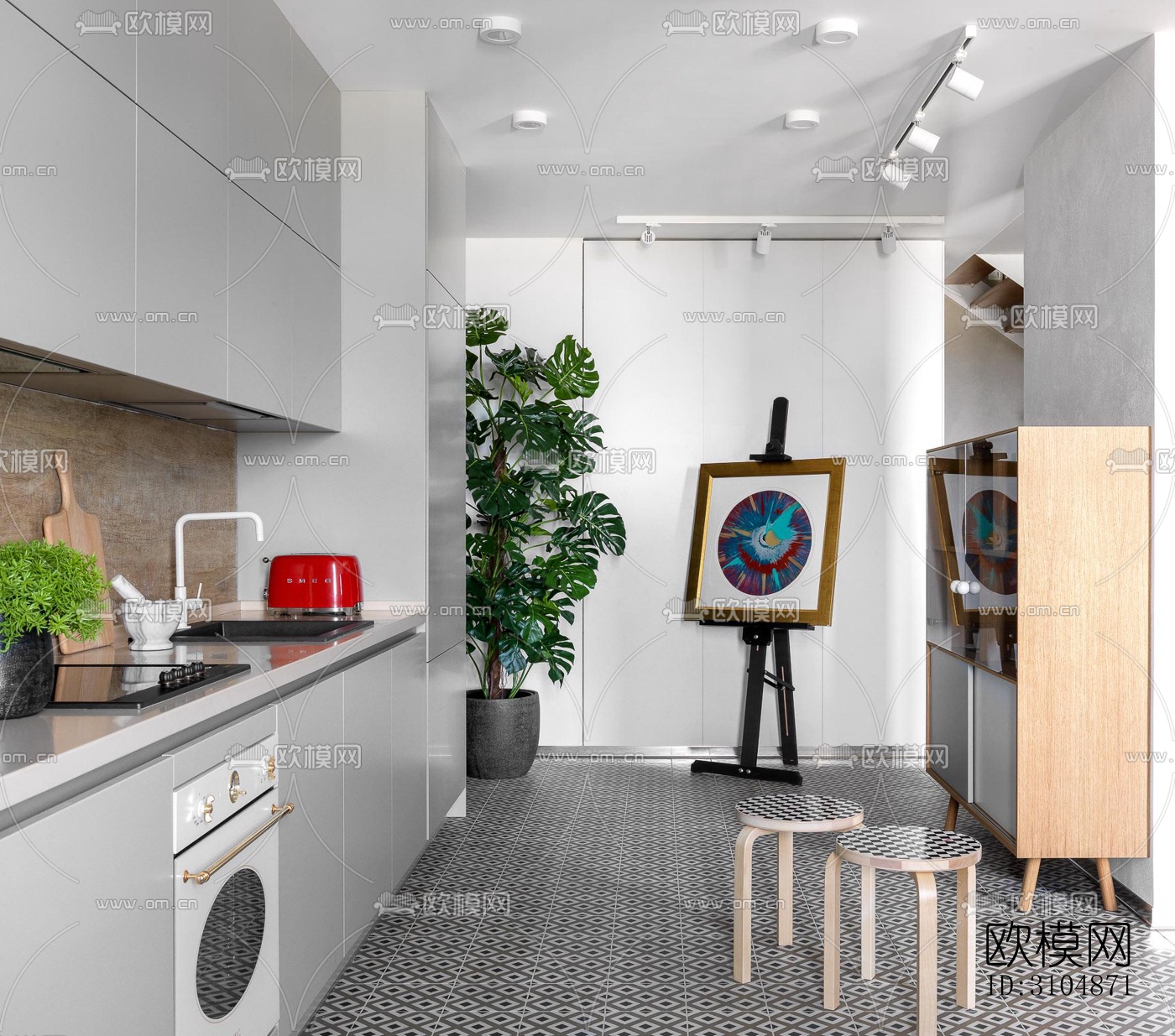 后现代厨房效果图下载（渲染图6）