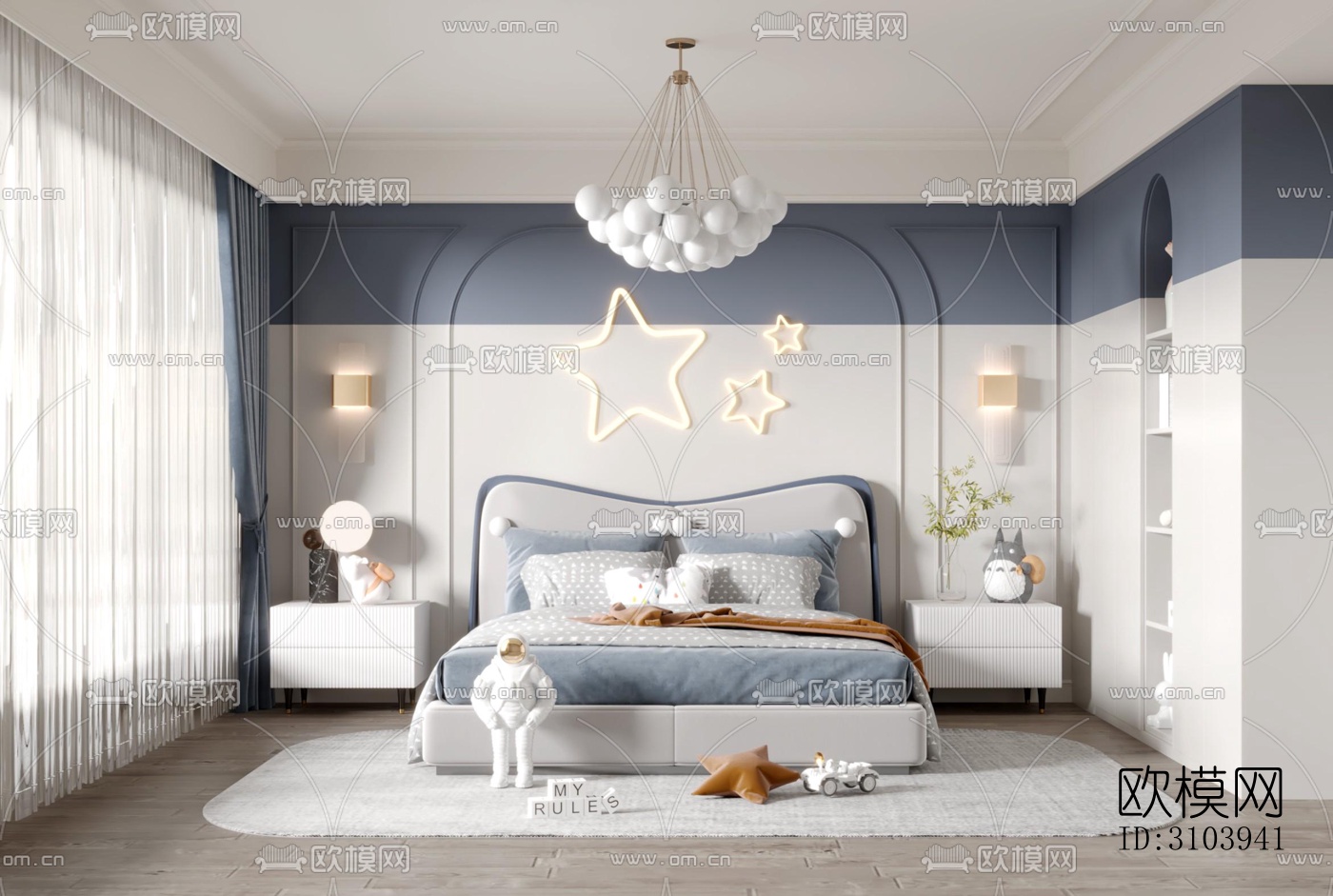 欧式儿童房效果图下载（渲染图3）