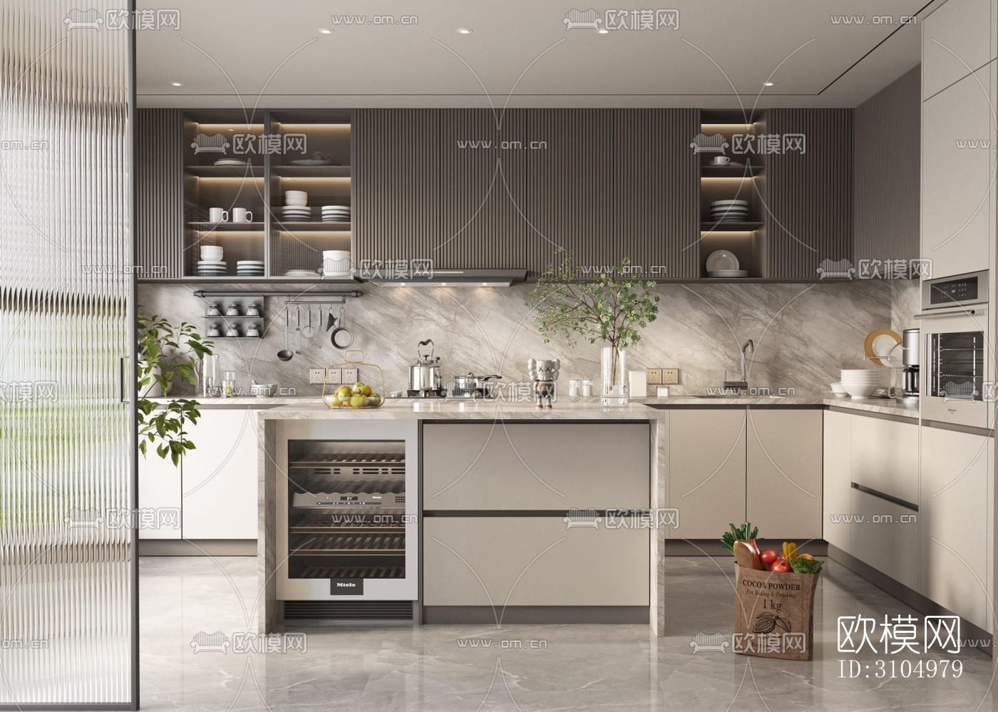 现代厨房效果图下载（渲染图4）