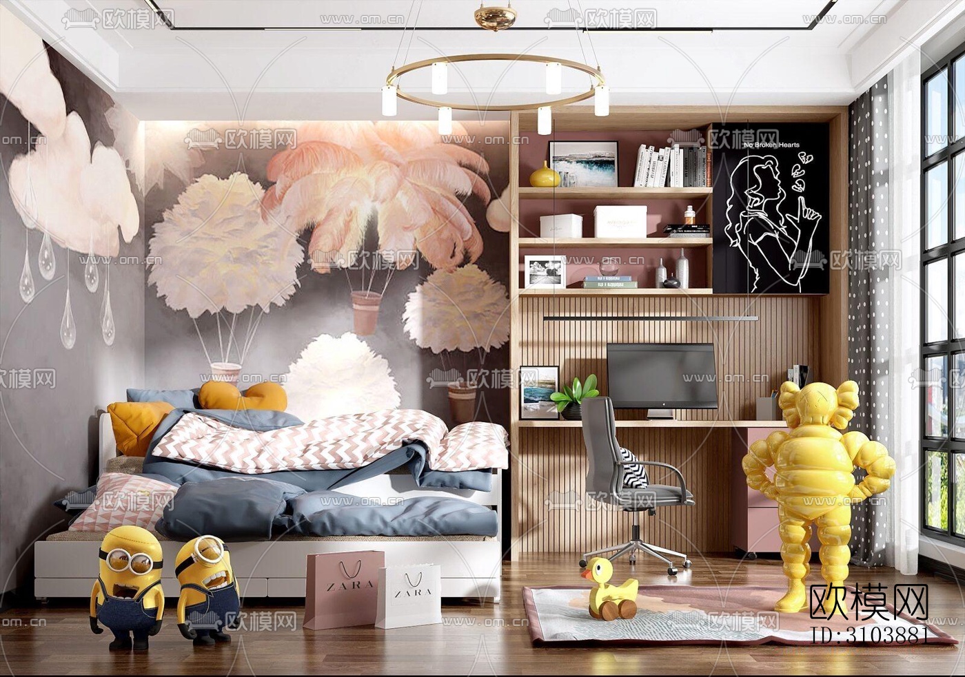 北欧儿童房效果图下载（渲染图4）