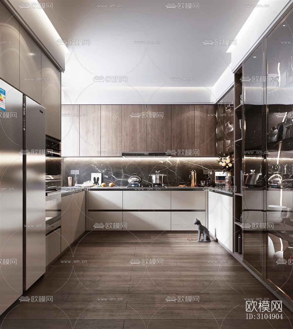 日式厨房效果图下载（渲染图2）