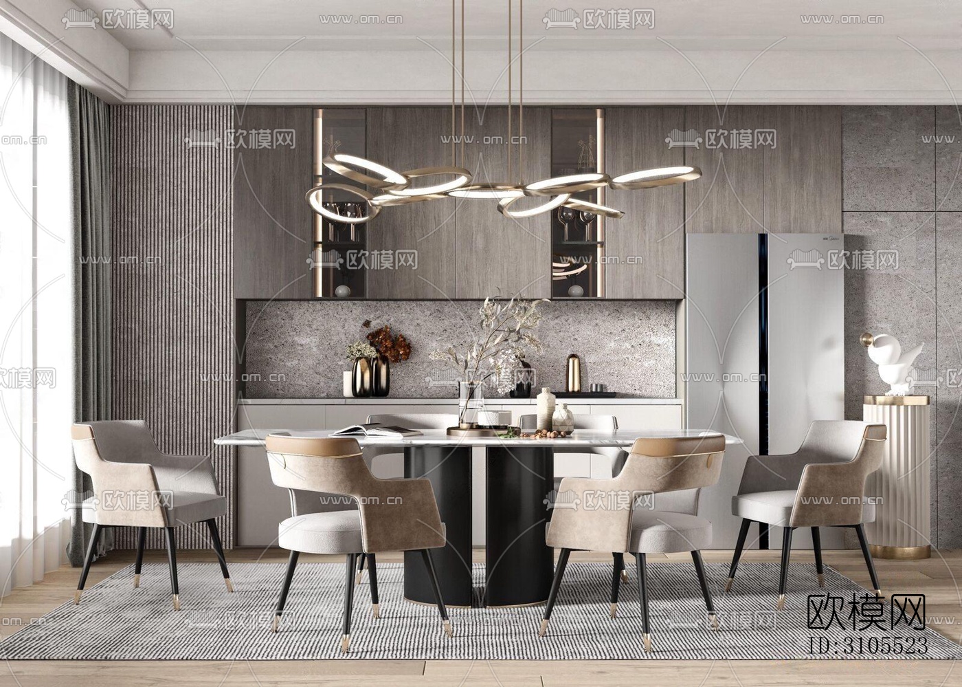 现代餐厅效果图下载（渲染图3）