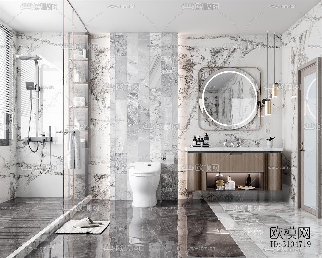 现代卫生间效果图下载（渲染图1）