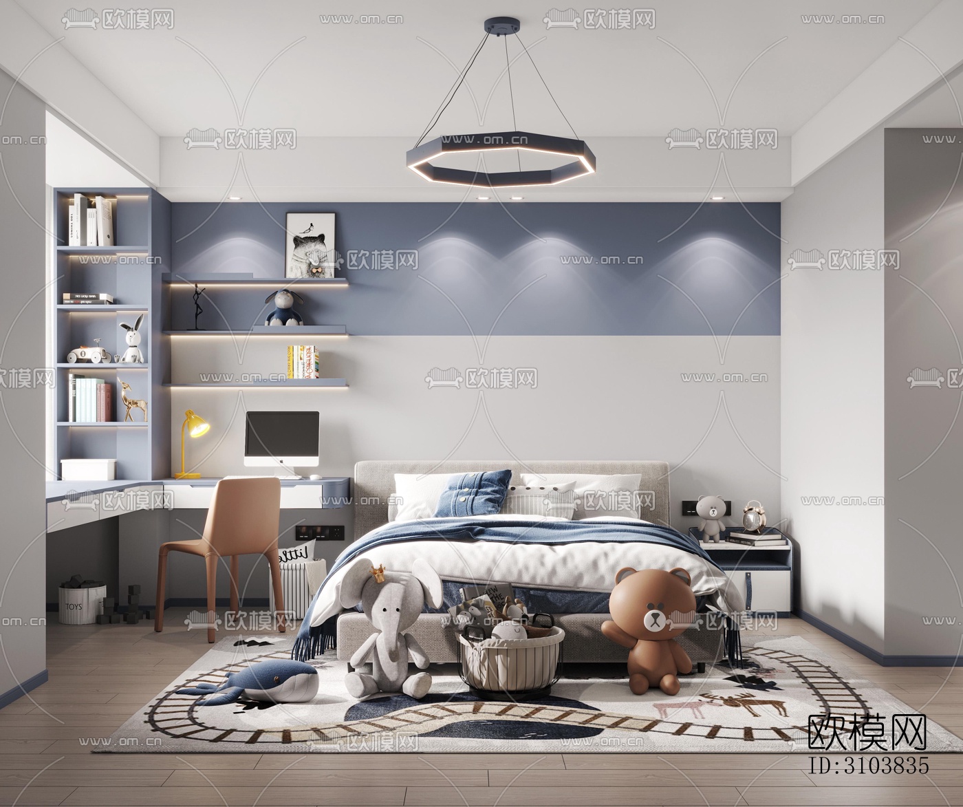 北欧儿童房效果图下载（渲染图5）