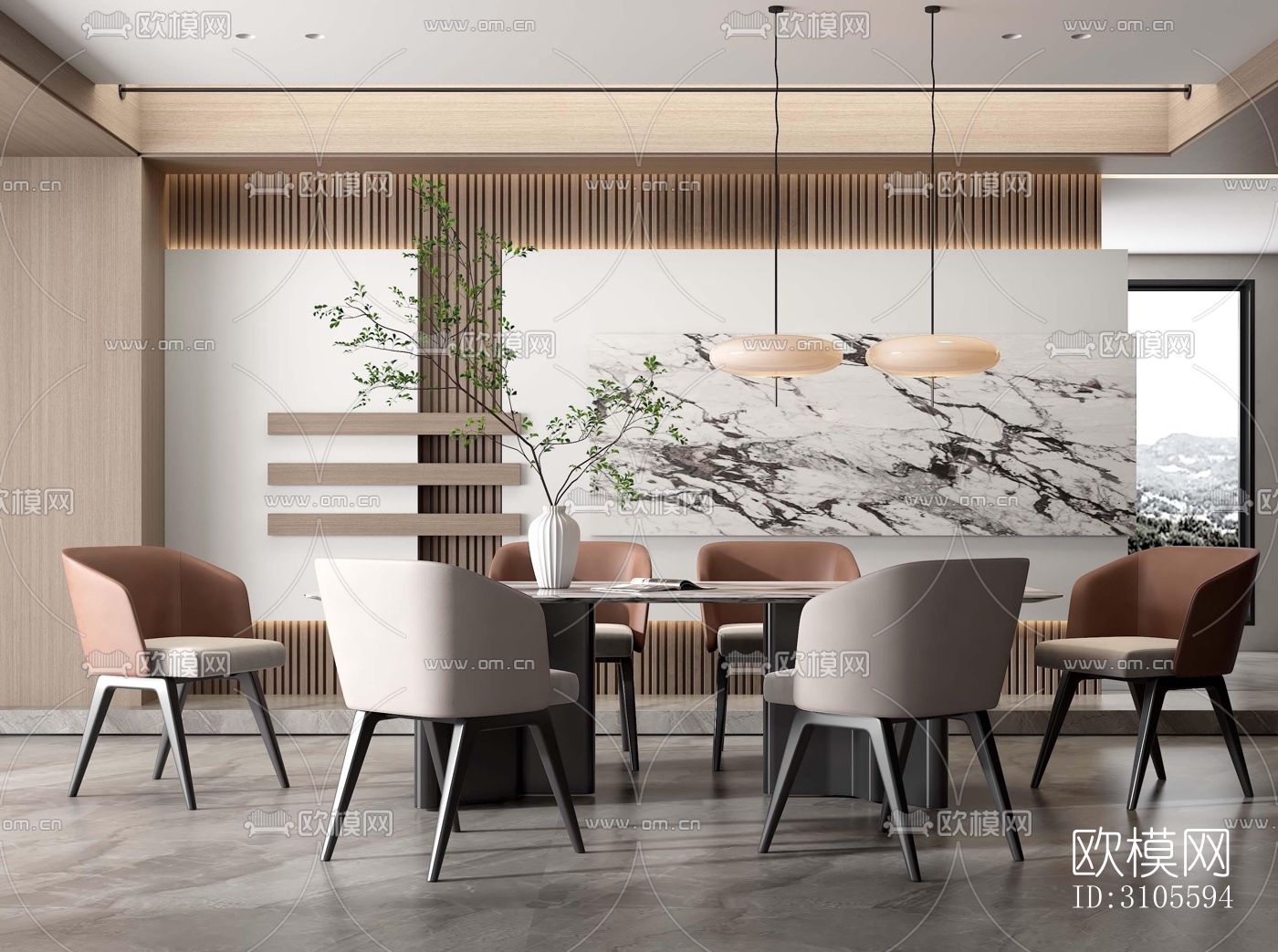 现代餐厅效果图下载（渲染图2）