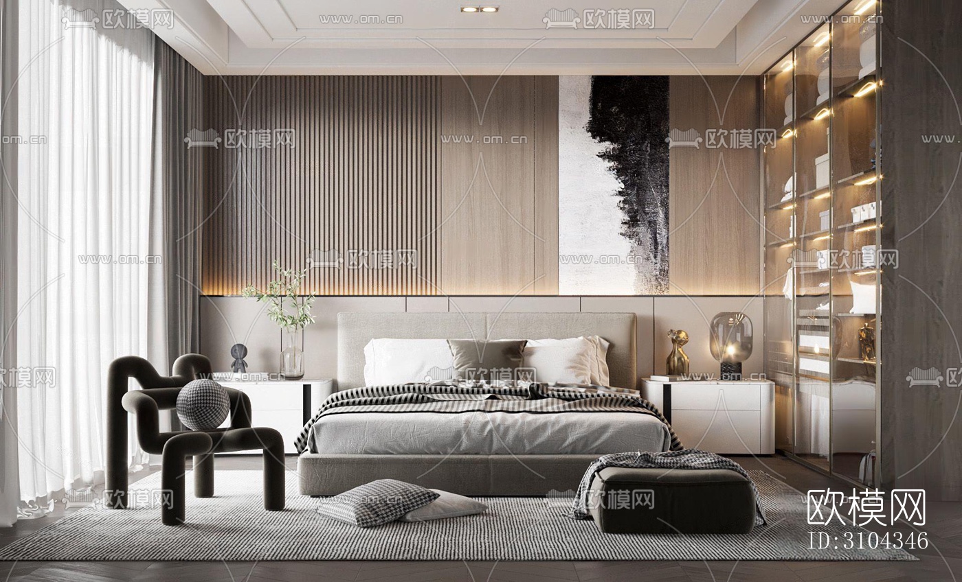 现代卧室效果图下载（渲染图1）