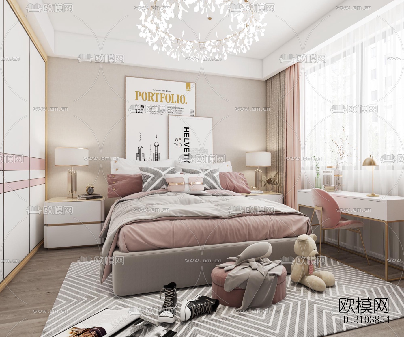 北欧儿童房效果图下载（渲染图3）