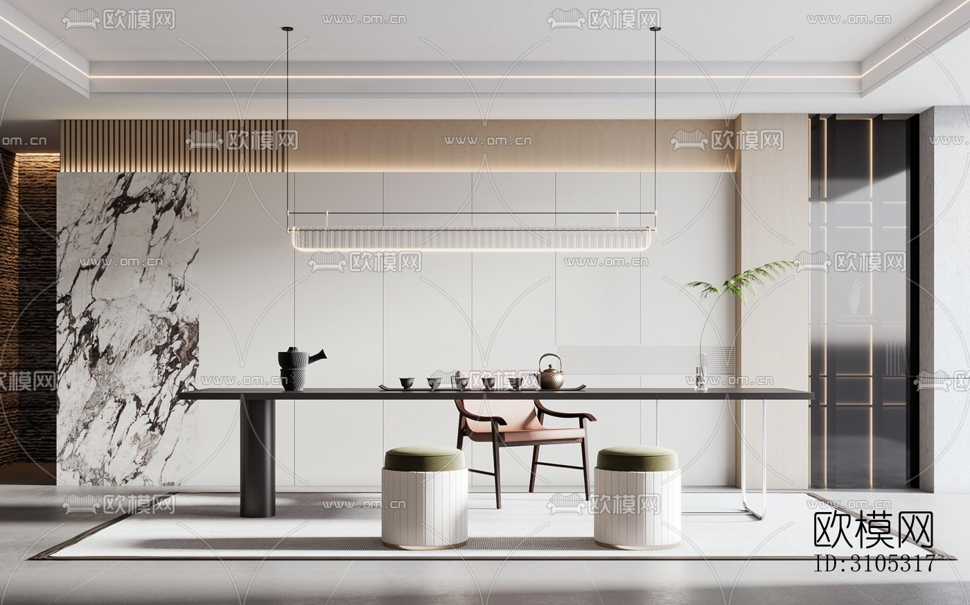 现代茶室效果图下载（渲染图1）