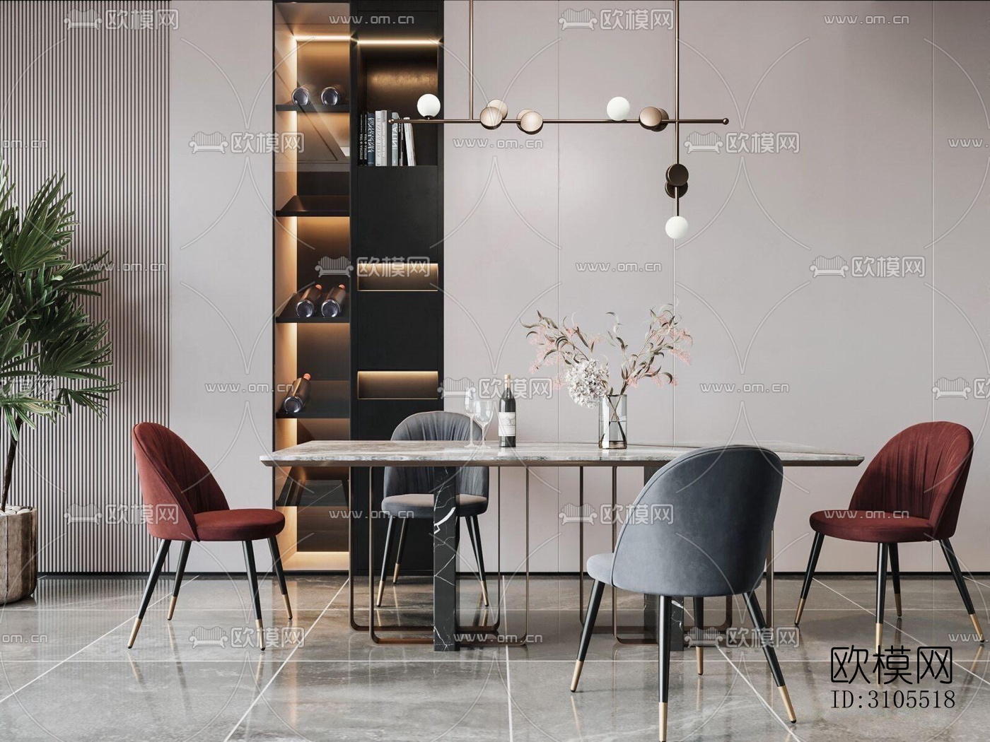 现代餐厅效果图下载（渲染图4）