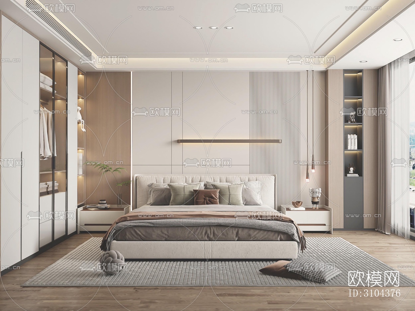 现代卧室效果图下载（渲染图2）