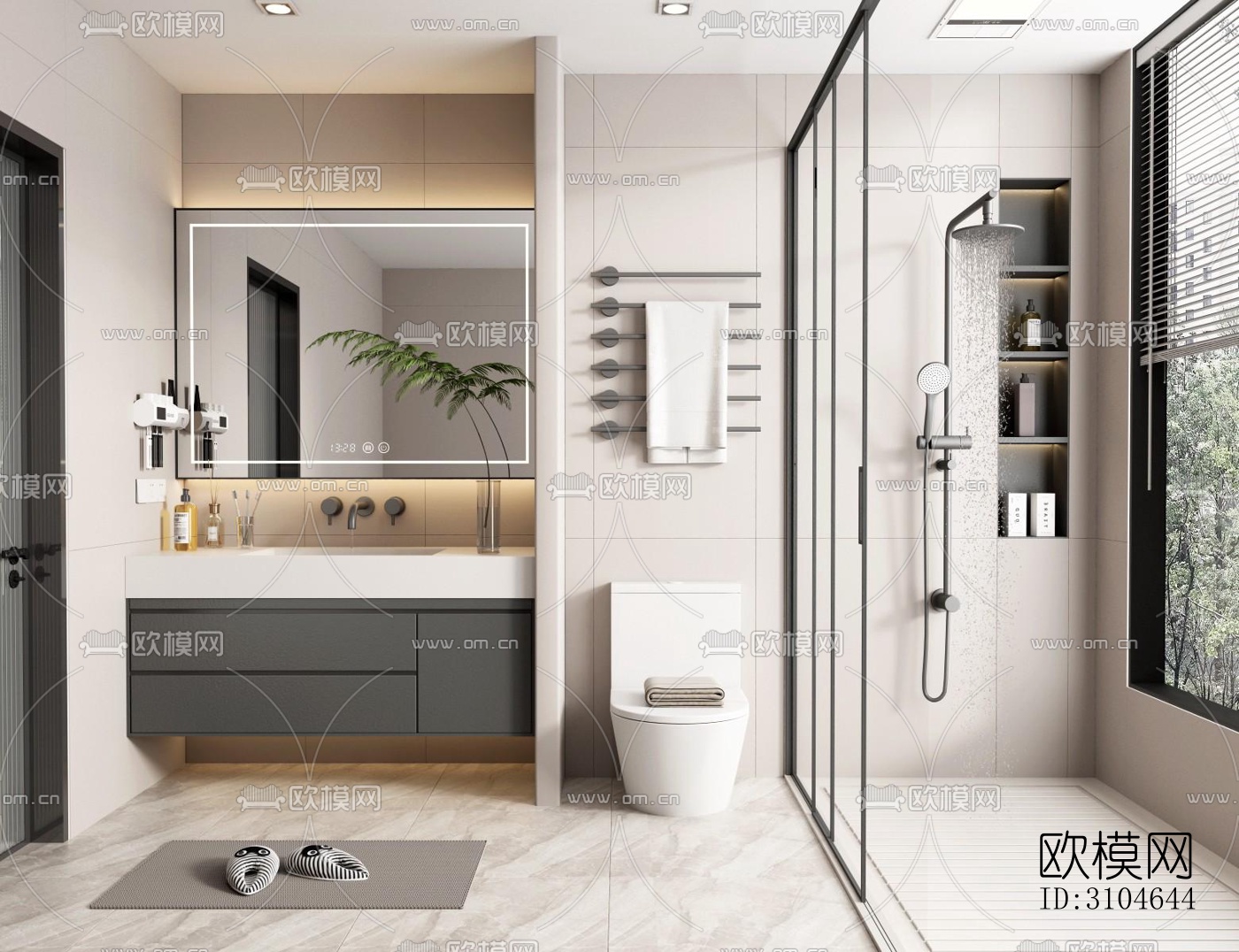 现代卫生间效果图下载（渲染图5）