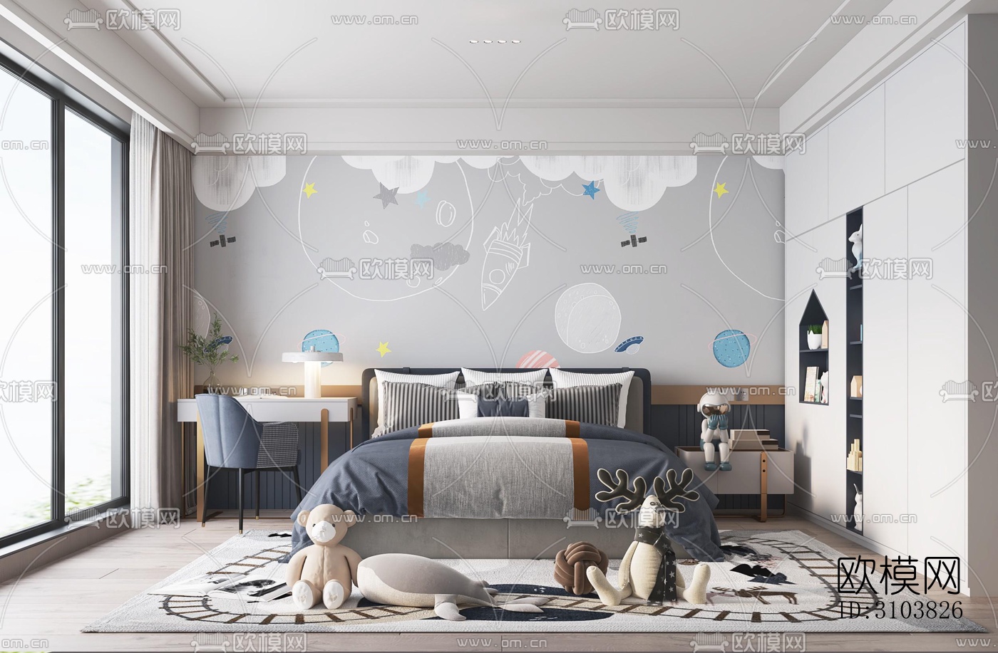 北欧儿童房效果图下载（渲染图5）