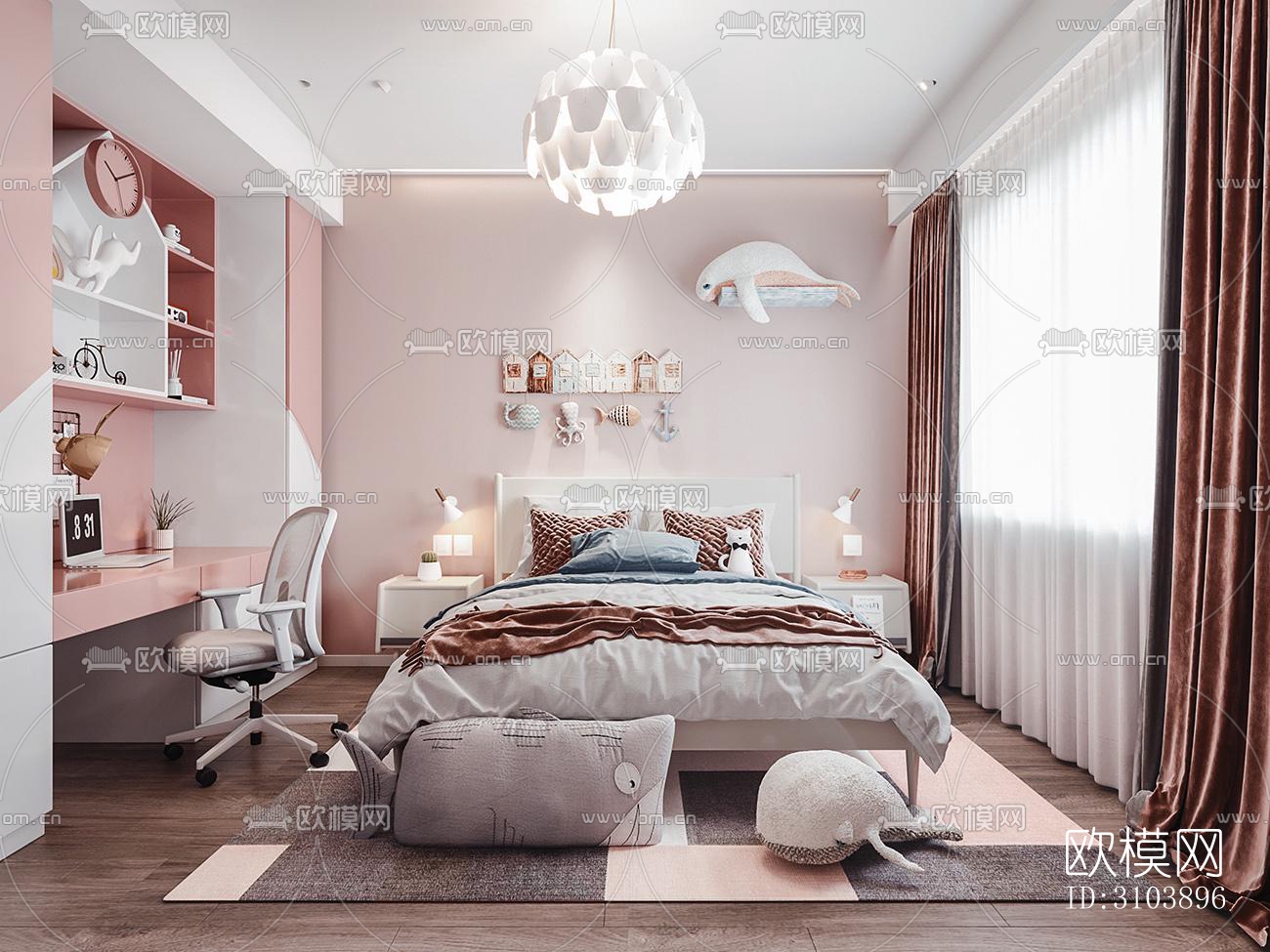 北欧儿童房效果图下载（渲染图1）