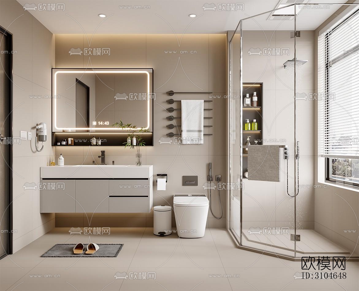 现代卫生间效果图下载（渲染图3）