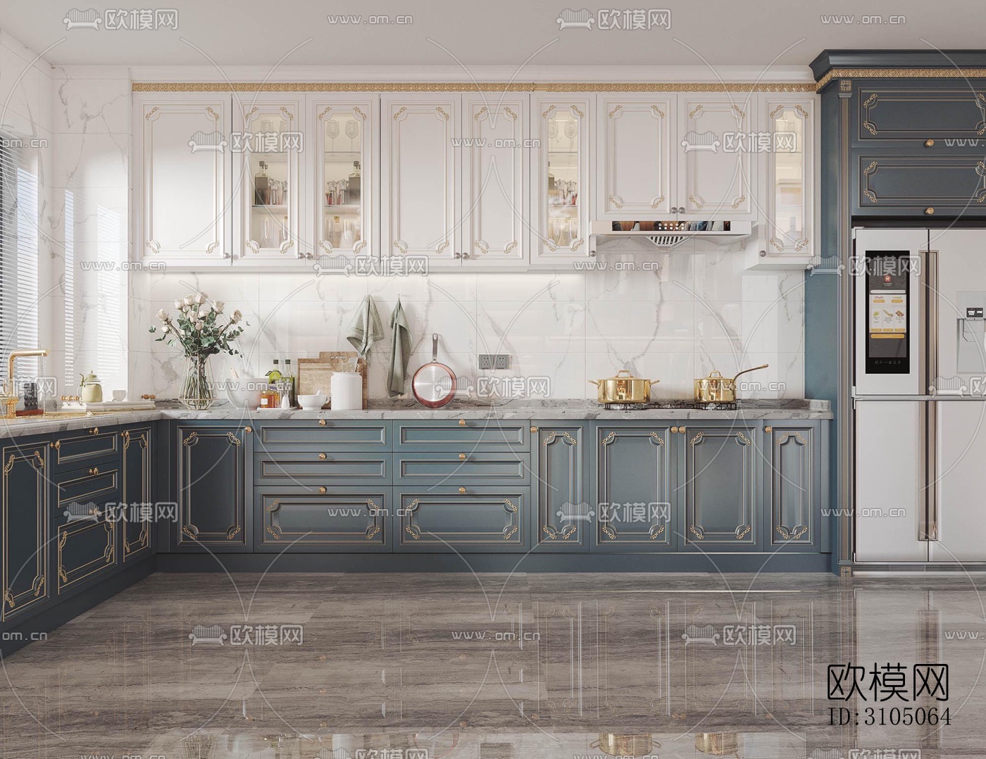 美式厨房效果图下载（渲染图5）