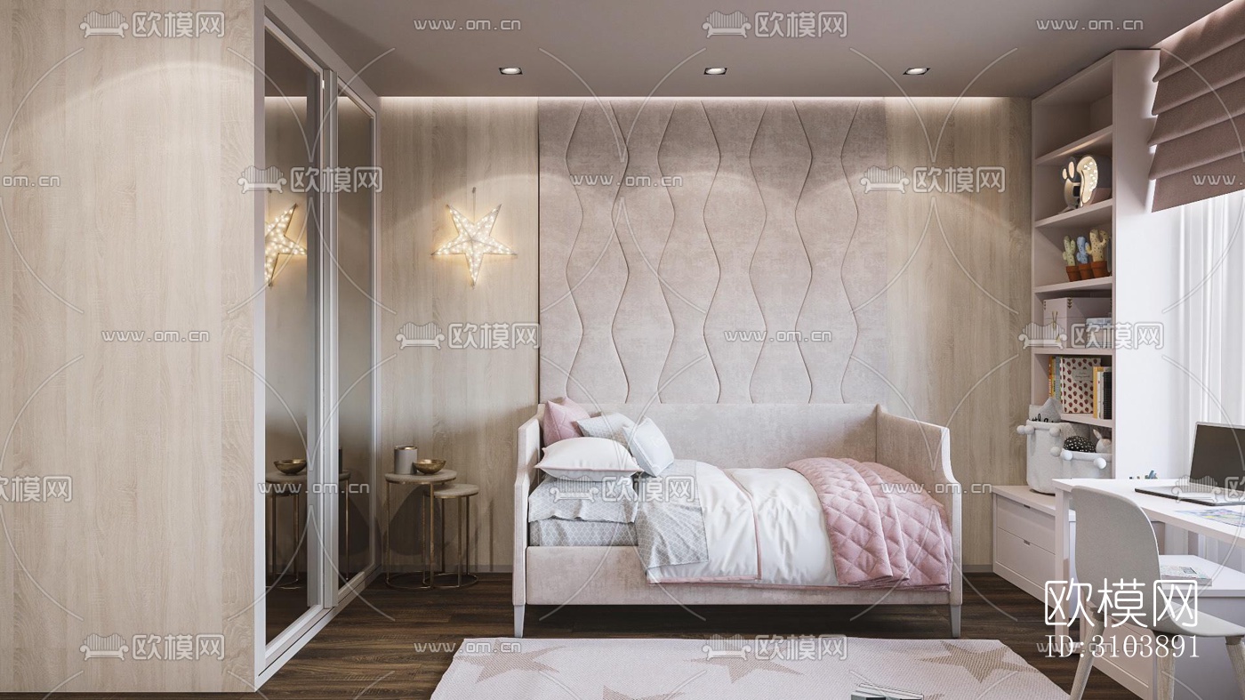 北欧儿童房效果图下载（渲染图1）