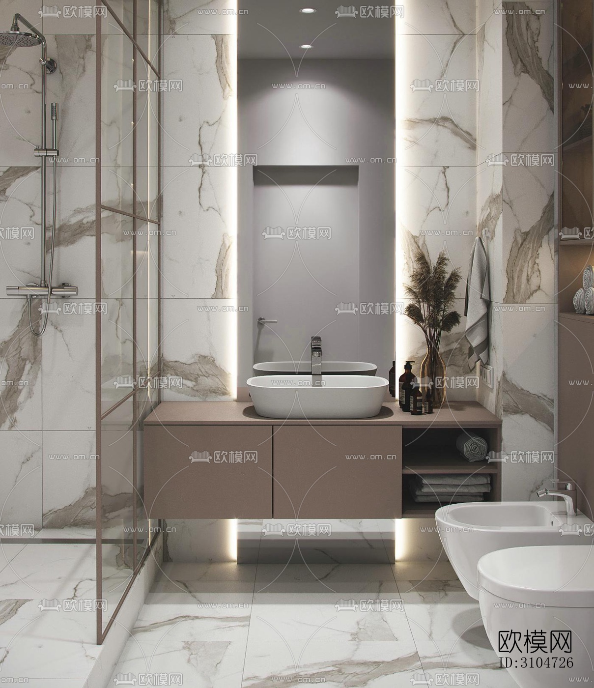 现代卫生间效果图下载（渲染图2）