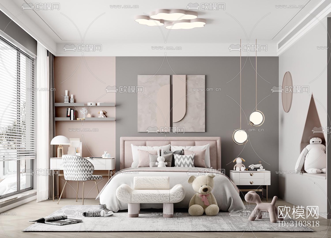 北欧儿童房效果图下载（渲染图4）