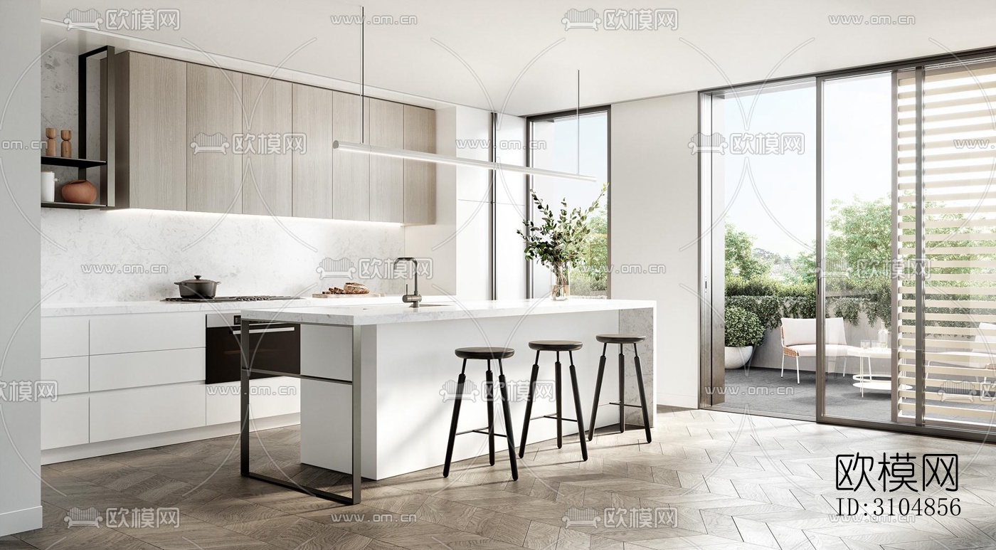 北欧厨房效果图下载（渲染图3）