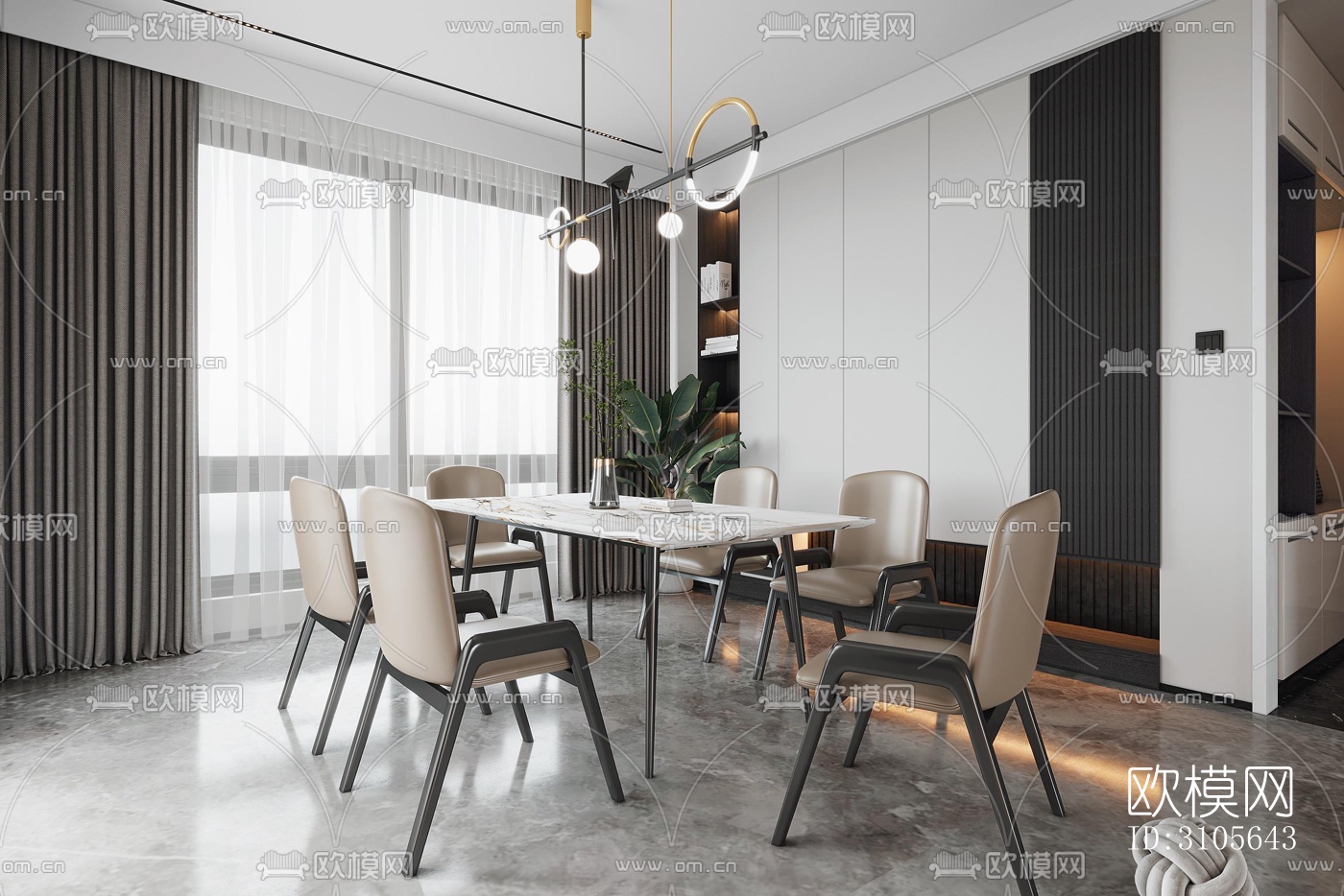 现代餐厅效果图下载（渲染图4）