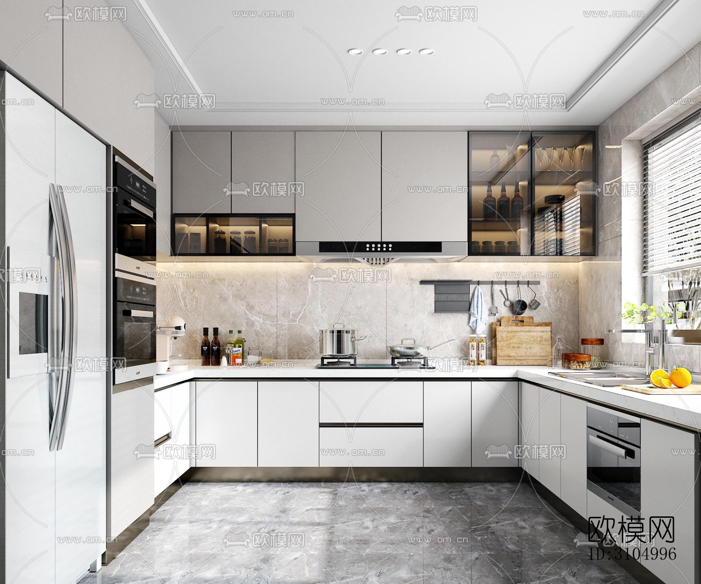 现代厨房效果图下载（渲染图2）