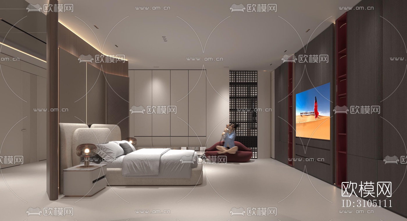 现代平层效果图下载（渲染图10）