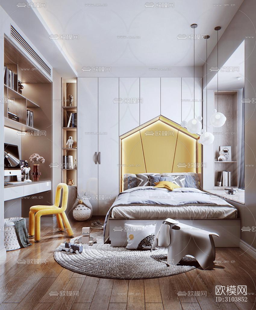 北欧儿童房效果图下载（渲染图4）