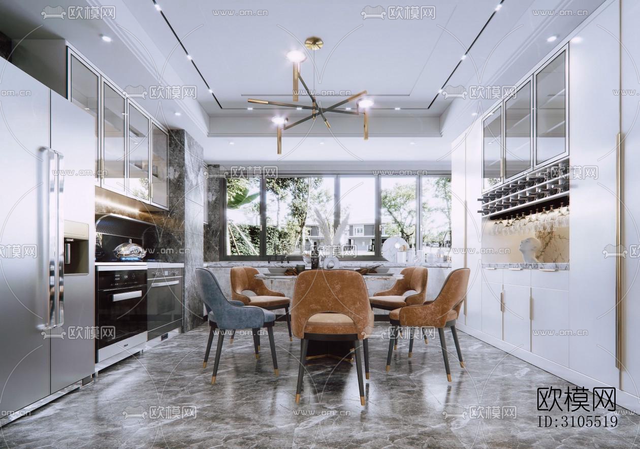 现代餐厅效果图下载（渲染图2）