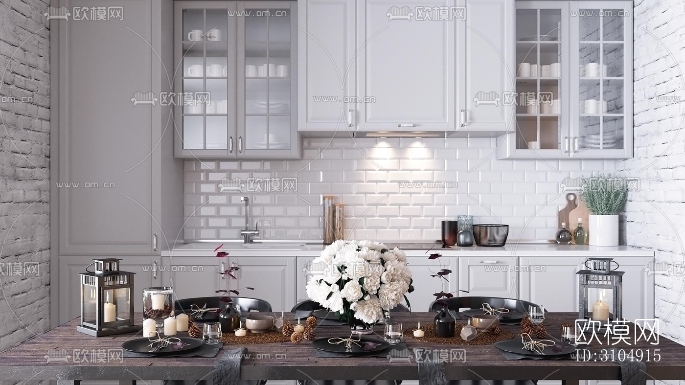 欧式厨房效果图下载（渲染图3）