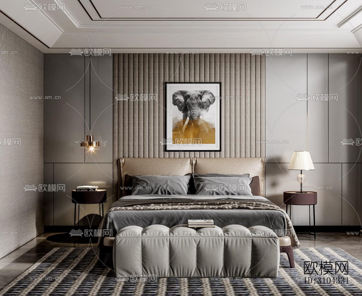 现代卧室效果图下载（渲染图5）