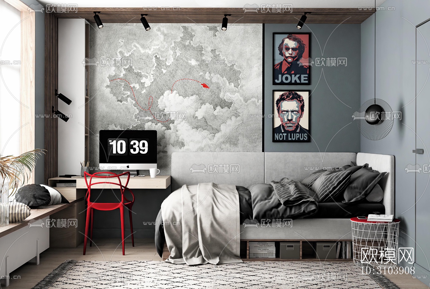 北欧儿童房效果图下载（渲染图2）