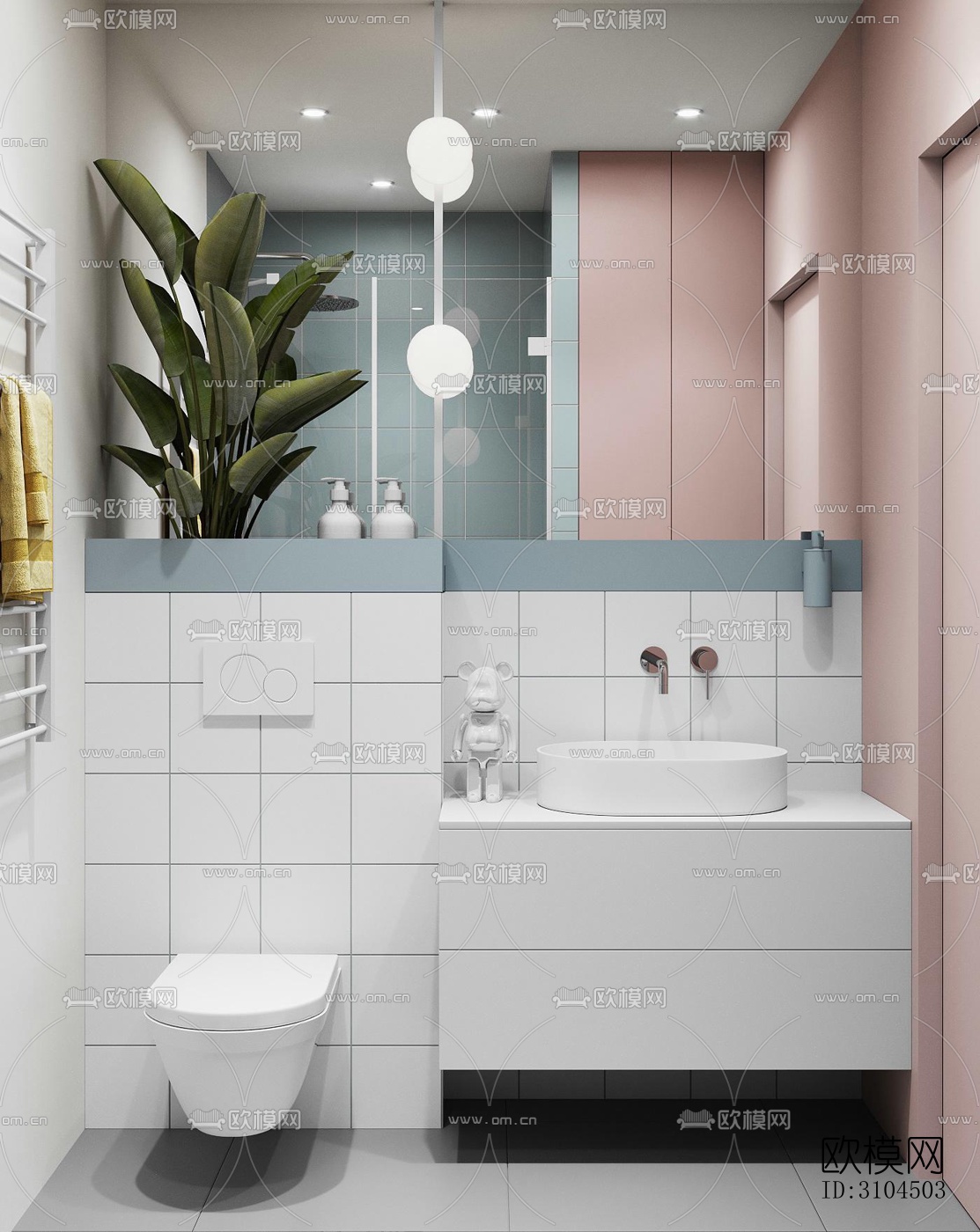 北欧卫生间效果图下载（渲染图3）