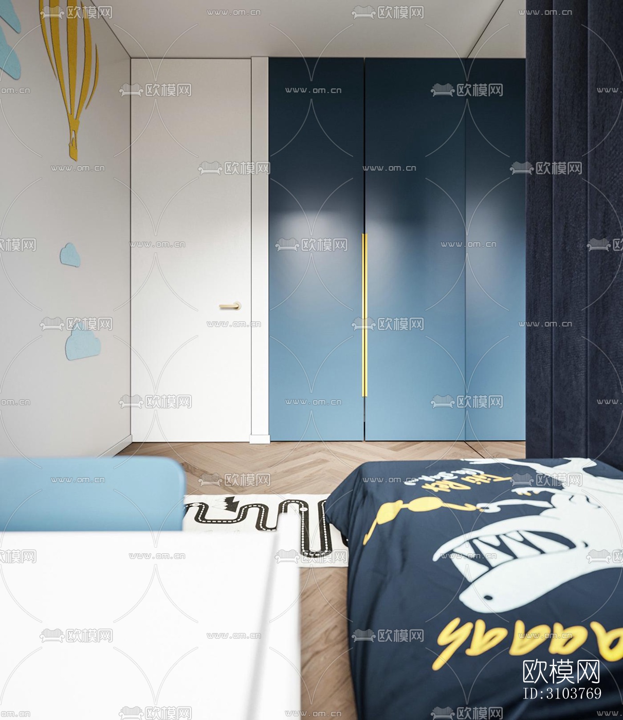 北欧儿童房效果图下载（渲染图2）