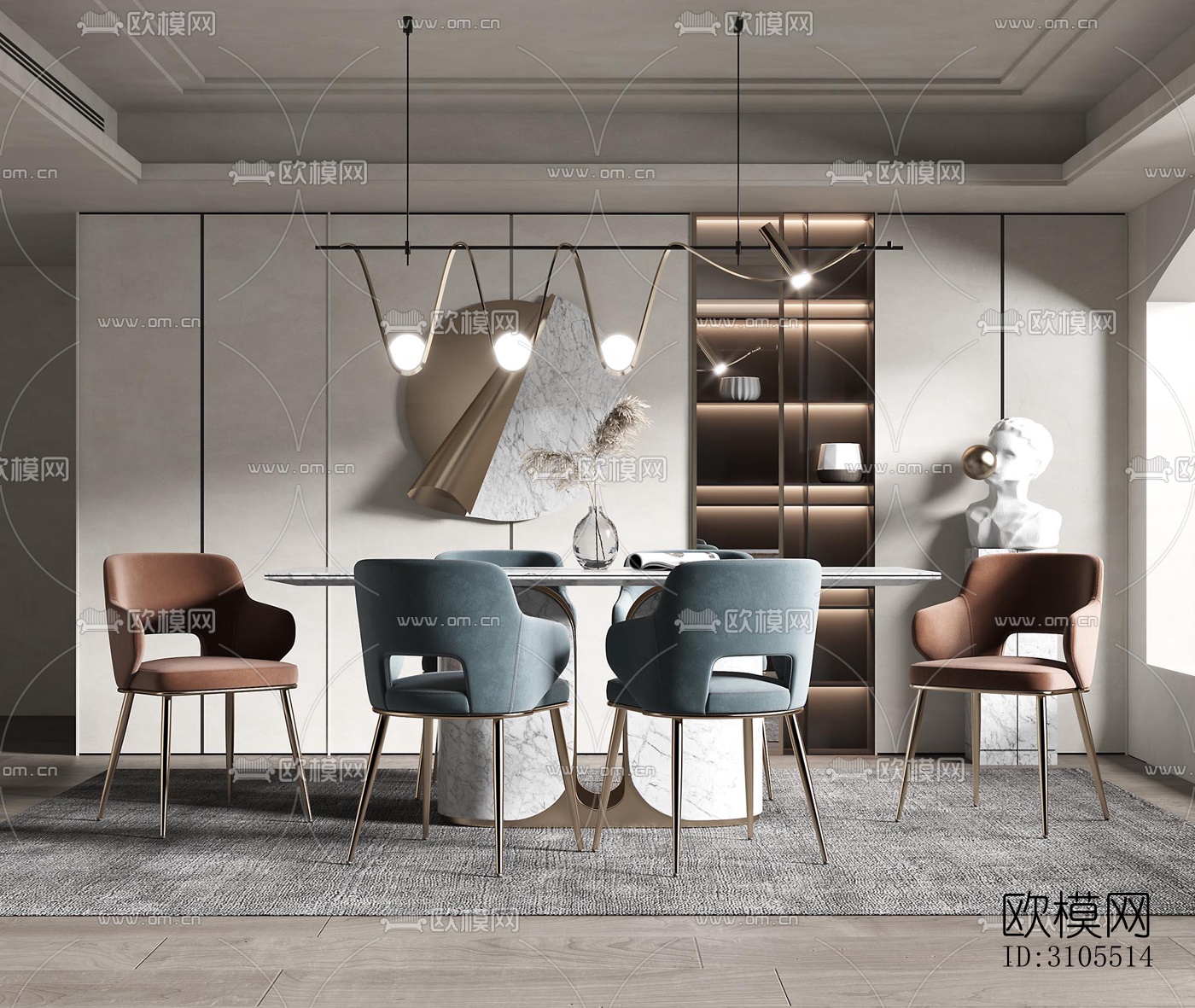 现代餐厅效果图下载（渲染图4）