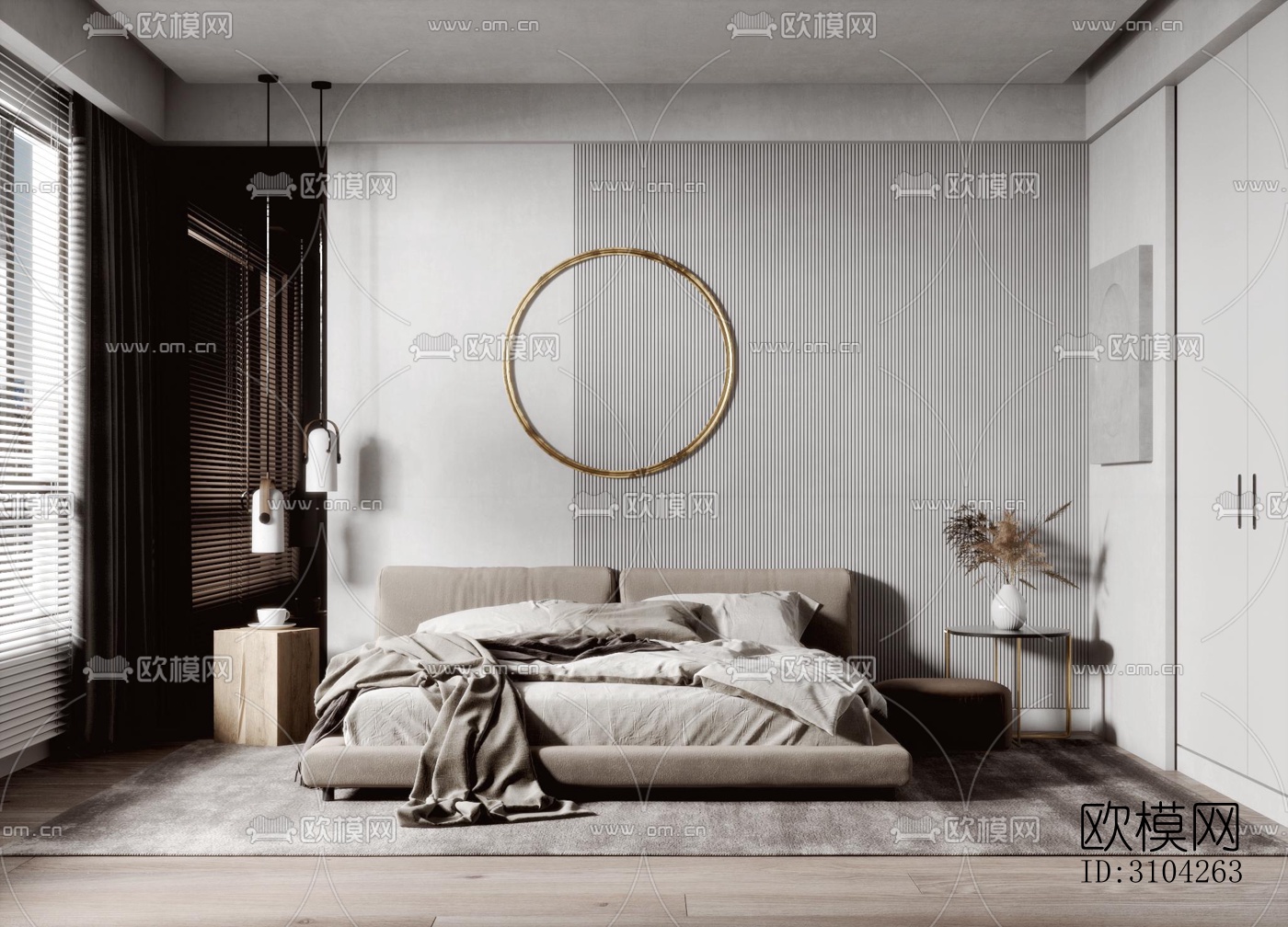 现代卧室效果图下载（渲染图3）