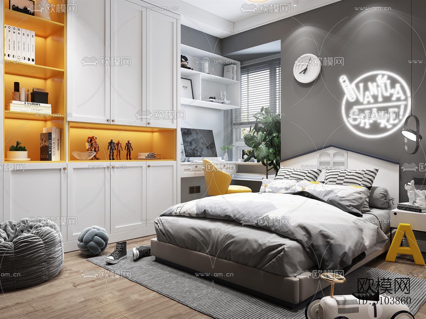 北欧儿童房效果图下载（渲染图5）