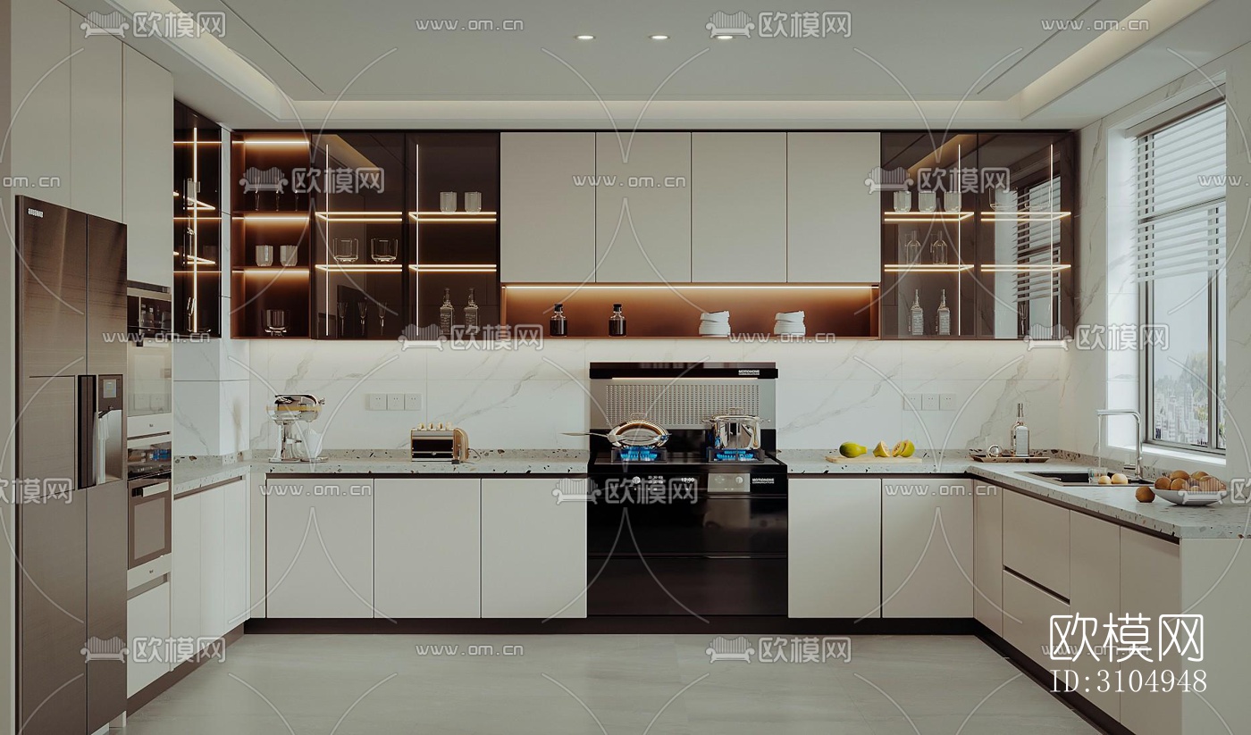 现代厨房效果图下载（渲染图5）
