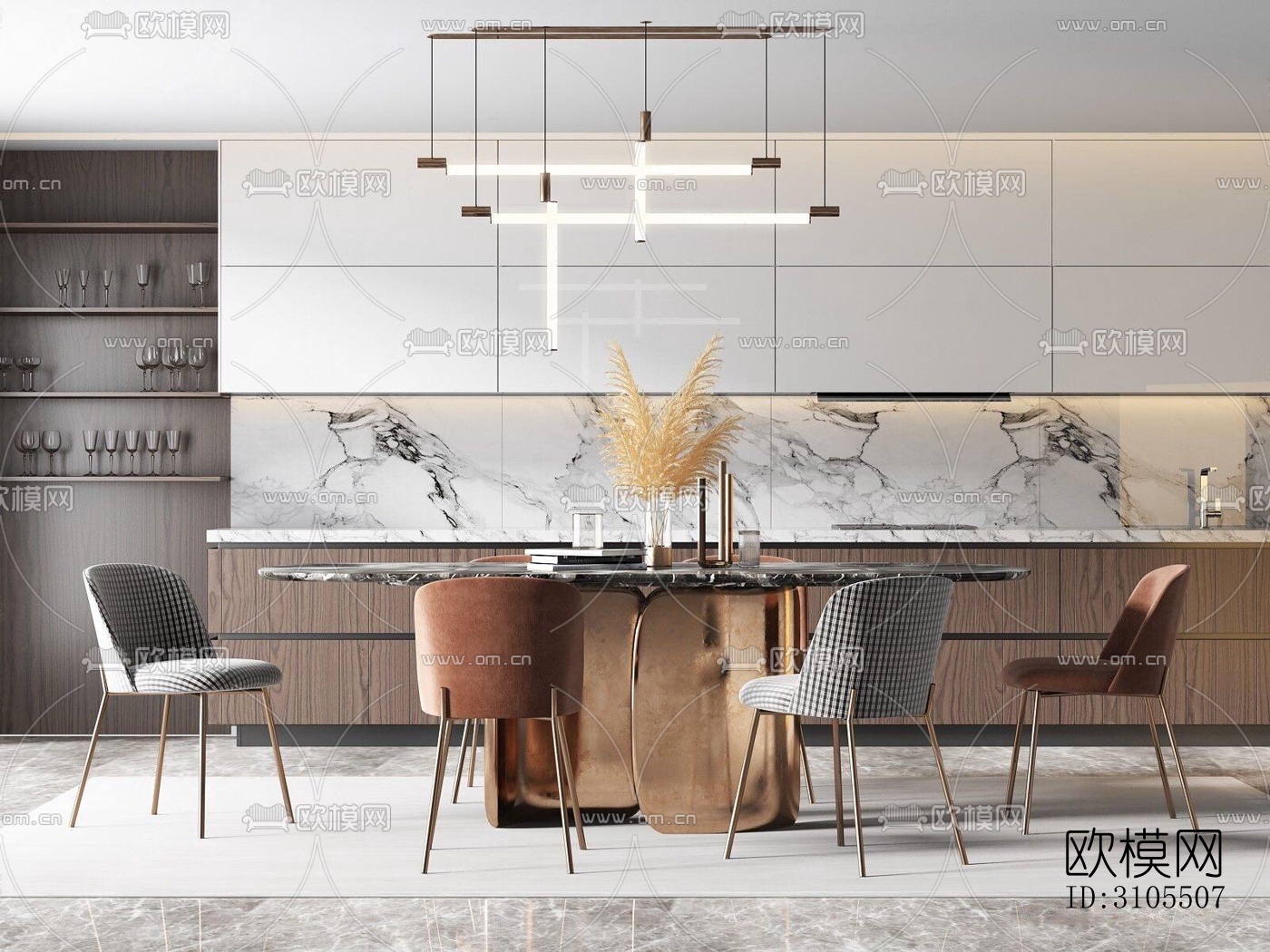 现代餐厅效果图下载（渲染图4）