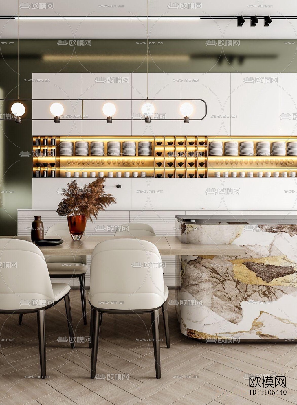 现代餐厅效果图下载（渲染图3）