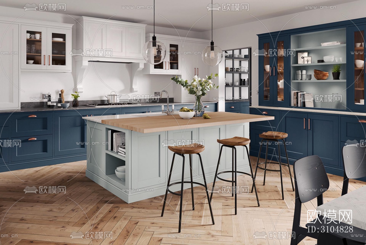 北欧厨房效果图下载（渲染图4）